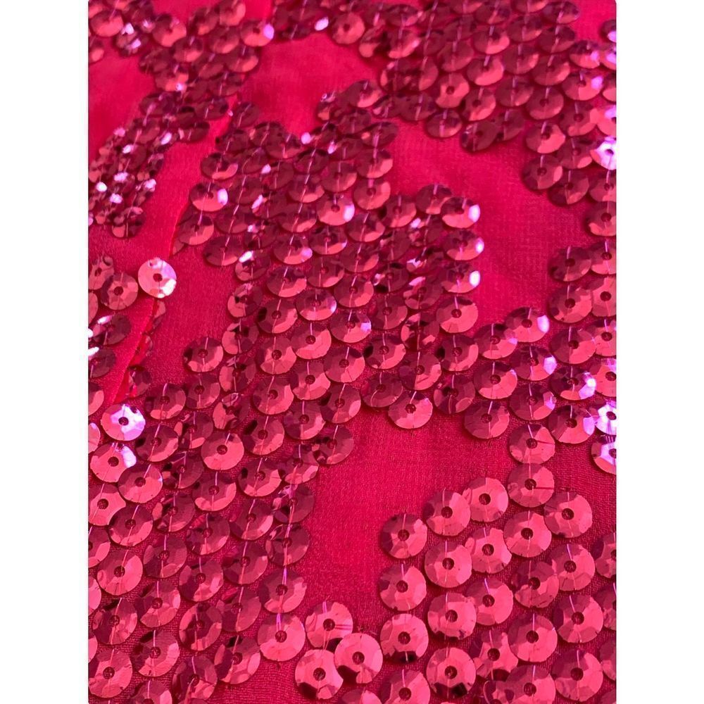 New VTG Nollie Womens Y2K Sequin Cropped Tank Size‎ M Pink NYE Festive Bright - Picture 9 of 16